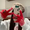 Guantes de Mujer Invierno Nuevos Sin Dedos Engrosados Cálidos Lindos Estudiante A Prueba de Frío Lana Pantalla Táctil Guantes Árbol de Navidad