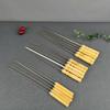 Brochetas de Acero Inoxidable Engrosadas con Mangos de Madera, Brochetas para Barbacoa Zibo, Brochetas de Carne Extendidas para Asar
