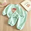 Conjunto Popular de Niña para Primavera y Otoño con Lazo, Pantalón Jogger de Manga Larga, Dulce Conjunto Casual de Dos Piezas para Bebés Niñas
