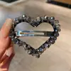 Pinza para el pelo de cristal de lujo ligero estilo coreano para niñas, cuentas de cristal, en forma de corazón y pentagrama, accesorio de moda para el cabello para mujeres