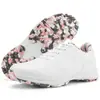 M02 Suministro Directo del Fabricante, Zapatos de Golf, Estilo Casual para Mujer con Tacos Fijos, Zapatos Deportivos Transpirables, Microfibra de Algodón Pintada a Mano