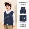 Colete Jeans Kaka Panda Infantil para Meninas, Top Casual de Outono para Meninos, Colete de Bebê, Roupa Infantil