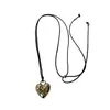 Collar de Cordón Largo de Cuero con Colgante de Corazón Estilo Ins Coreano y Japonés Personalidad Chica Picante Moda Y2K Tendencia Accesorio de Ropa Versátil