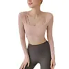 Ropa de Yoga para Mujer para Otoño e Invierno, Nuevo Top Transpirable de Gama Alta con Mangas Largas y Almohadillas en el Pecho para Deportes, Pilates y Entrenamiento de Fitness