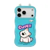 Colgante de teléfono de felpa con orejas de cachorro, compatible con fundas de teléfono Apple 18, funda de silicona para iPhone 16, 17 Pro Max, soporte dual, 15, lindo