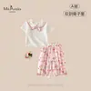 Conjunto de Verano Nuevo Estilo para Bebés y Niñas Pequeñas Xiafan, Clase A, con Cuello Clásico, Lazo, Mangas Cortas y Pantalones Cortos Conjunto de Dos Piezas