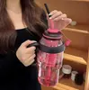 Taza de Verano de Gran Capacidad Taza de Agua Gigante de Plástico de Aspecto Elegante para Niñas 2025 Nueva Taza Portátil con Popote