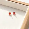 Pendientes de botón de Plata de Ley 999 con Granate para Mujer Pendientes de Botón Elegantes y de Moda Pendientes Versátiles de Alta Gama Pendientes de Moda Populares en Internet