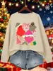 Sudadera con Estampado de Fantasma Feliz Navidad para Mujer, Holgada, Pulóver, Otoño, Ropa Casual, Cuello Redondo, Hip Hop