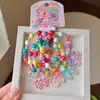 Pulseira Fofa Infantil que Brilha no Escuro Desenho Animado Colorida com Contas Pulseira para Meninas Elástica Pulseira de Corda de Cabelo Acessório de Mão para Meninas