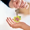 Chaveiro 5D Pintura com Diamantes Flor Tropical Hibisco Havaiano Arte com Diamantes Argola de Chaveiro Verão 5D 10 Peças Enfeites