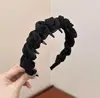 Diadema hecha a mano de tela tejida con estampado floral, esponjosa y con dientes, para mujer, estilo nuevo con un toque de alta gama, diadema de princesa de corona alta, elegante accesorio para el cabello