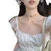 [Chá de Pêssego] Jardim de Monet Cor Dopamina Flor Choker Alça de Pescoço Gola de Pescoço Acessórios Verão Feminino