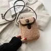Otoño Invierno Mini Nicho Lana de Cordero Bolsa para Teléfono Nueva Moda Chic Versátil de Gama Alta Bolso de Hombro Cruzado Individual para Mujer