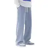 Populares en el Sudeste Asiático, Jeans para Hombre Tallas Grandes con Cintura Elástica, Pantalones Casuales Versátiles de Pierna Ancha Recta Sueltos de Largo Completo