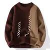 Nasa2025 Nuevo Tejido de Punto de Felpa Otoño e Invierno Ropa de Punto Cálida para Hombre Empalmado de Color Puro Tejido de Punto Empalmado