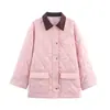 Chaqueta de trabajo acolchada de nailon de alta densidad engrosada con cuello de pana, nueva para otoño e invierno 2025, transfronteriza para mujer