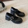 Sapatos de Moda para o Dia a Dia Preto Francês de Boca Baixa Feminino 2025 Novo Primavera Retrô Versátil Aumento de Altura Sapatos Mary Jane