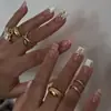 24 Piezas de Uñas Postizas Blancas Estilo Francés con Pedrería Brillante, Estilo Ins, Lujo Ligero Europeo y Americano, Usables
