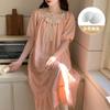 Nuevo Estilo Bata de Noche de Manga Corta Estilo Palacio para Mujer en Verano con Copas y Lazos, Pijama Dulce de Princesa, Ropa de Casa que se Puede Usar Afuera