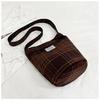 Bolso de gran capacidad bolso tote de cuadros retro para mujer 2024 Nuevo estilo preppy de lana casual para hombro y bandolera