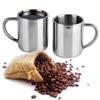 Fornecimento direto de fábrica 304 caneca de café de camada dupla de camada de aço inoxidável ao ar livre copo de boca de escalada com copo de enxaguante bucal de alça