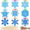 Papel Raspadinha Floco de Neve Azul Pingente de Natal Floco de Neve Decorações Vazadas Criativas Feito à Mão Papel Raspadinha Floco de Neve