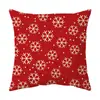 Funda de Cojín Temática Navideña Fondo Rojo Lino Felpa Corta Estampada Funda de Cojín Regalo Navideño Al Por Mayor