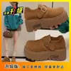Mocassins Slip-On Fashion Retro de Salto Grosso Aumentador de Altura 2026 Novos Versáteis para o Dia a Dia Bico Redondo Sapatos de Couro para Mulheres