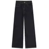 Jeans de pierna ancha talla grande para mujer, de algodón lyocell azul oscuro transfronterizos, nuevo estilo liso de pierna recta con caída para principios de otoño de 2026
