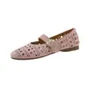 Zapatos Calados Perforados para Mujer 2025 Nuevo Estilo Verano Poco Profundos Cómodos Retro con Correa Única Mary Jane Planos para Mujer