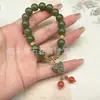 Pulseira de Material Qiemu de Jade Hetian de Xinjiang com Pingente Ruyi de Paz e Lótus de Jade para Homens e Mulheres, Pulseira de Jaspe de Jade Hetian