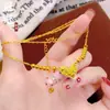 Guan Guan Joyería Cadena de Clavícula Corazón de Perla para Mujer Collar de Oro Lujo Ligero Nicho Cobre Chapado en Oro Exquisita Moda Cadena de Suéter