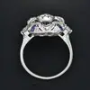Anillo de Zafiro Huajie para Mujer, Joyería Fina Europea y Americana, Anillo de Compromiso, Electrochapado en Oro Blanco, Joyería de Alta Gama, Regalo de Vacaciones
