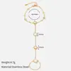 Pulsera de Acero Inoxidable Chapado en Oro de 18K de Venta Caliente Transfronteriza con Nácar Blanco, Estrella de Ocho Puntas, Mariposa y Cadena para Dedos de Circonita, Ajustable