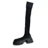 Botas altas de punto de alta elasticidad hasta la rodilla con tacón alto para mujer, novedad otoño e invierno 2026, tacón grueso, adelgazantes, versátiles, estilo calcetín, botas de moda