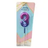 Decoración de Vela con Degradado Morado-Azul Cielo Estrellado Galáctico Estilo Ins Números de Pastel para Fiesta de Cumpleaños 0-9 Degradado Cielo Estrellado