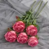 [Directo de fábrica] Flor simulada de tela de seda de rosa búlgara de alta gama para el hogar, decoración de ramo, adornos para sala de estar