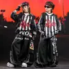 Ropa de Calle de Hip Hop de Moda para Niños Conjunto de Disfraz de Baile Rayado Negro para Niños Hip Hop Chicas Atuendo de Presentación Genial y Atractivo Masculino