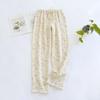 Primavera y Otoño Nuevos Pantalones de Casa de Hilo de Algodón de Doble Capa Simples y Atmosféricos Pantalones Crepé para Uso Exterior Delgados y Transpirables para Cuatro Estaciones