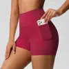 Shorts de ioga de cor sólida escovada, de cintura alta, justos e com alta elasticidade, para mulheres, adequado para esportes, corrida e fitness, de origem europeia e americana.