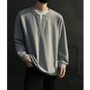Camiseta Falsa de Duas Peças Manga Longa Gola Henry 300g Veludo Dupla Face Camiseta de Base Manga Longa Outono Camiseta Interna Masculina