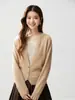 Estilo sencillo~ Nuevo cárdigan de cachemira con cuello en V para mujer, capa exterior versátil, diseño de nicho, abrigo suéter de punto holgado