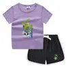 Conjunto de Camiseta e Shorts de Gola Redonda de Verão 2026 para Crianças Estilo Coreano Casual Absorvente de Suor Cor Doce Conjunto de Moletom para Crianças Pequenas