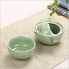 Xícara de Chá Gongfu de Viagem Forno Ru Xícara Rápida Portátil Um Bule Um Copo Conjunto de Chá de Cerâmica Conjunto de Presente de Viagem para Negócios
