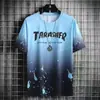 Camiseta de Seda de Gelo de Manga Curta para Homens, Marca da Moda, Novo Modelo Verão 2024, Material Fresco, Camiseta de Meia Manga, Top de Moda Masculina