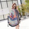 Bufanda de algodón twill grueso estampado estilo étnico 2024 para aire acondicionado, cálida, para mujer, cambiable, anti-DDoS, chal bufanda a prueba de sol
