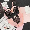 Conjunto de sujetador y bragas de encaje color macarrón conjunto de sujetador lencería sexy fruncida para mujer al por mayor