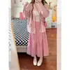 Cárdigan de Punto Jacquard Rosa Suave y Dulce LEKA 2026 Otoño Nuevo Suéter Superior Estilo Universitario para Mujer