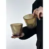 Taza de Beber Grande de Boca Ancha Estilo Retro Japonés Color Café Oscuro Patrón de Árboles Rayados Simples Taza de Café de Alto Valor Lujo Ligero Taza para Bebidas Frías